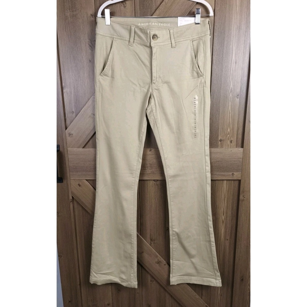 American Eagle NWT Kick Boot Pants Women's 12 Long‎ Low Rise Super Stretch Khaki